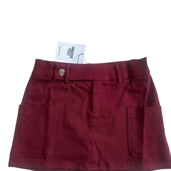 Princess Polly Brinley Mini Skirt – Burgundy – Size US 2 / AU 6 – NWT - Picture 1 of 5